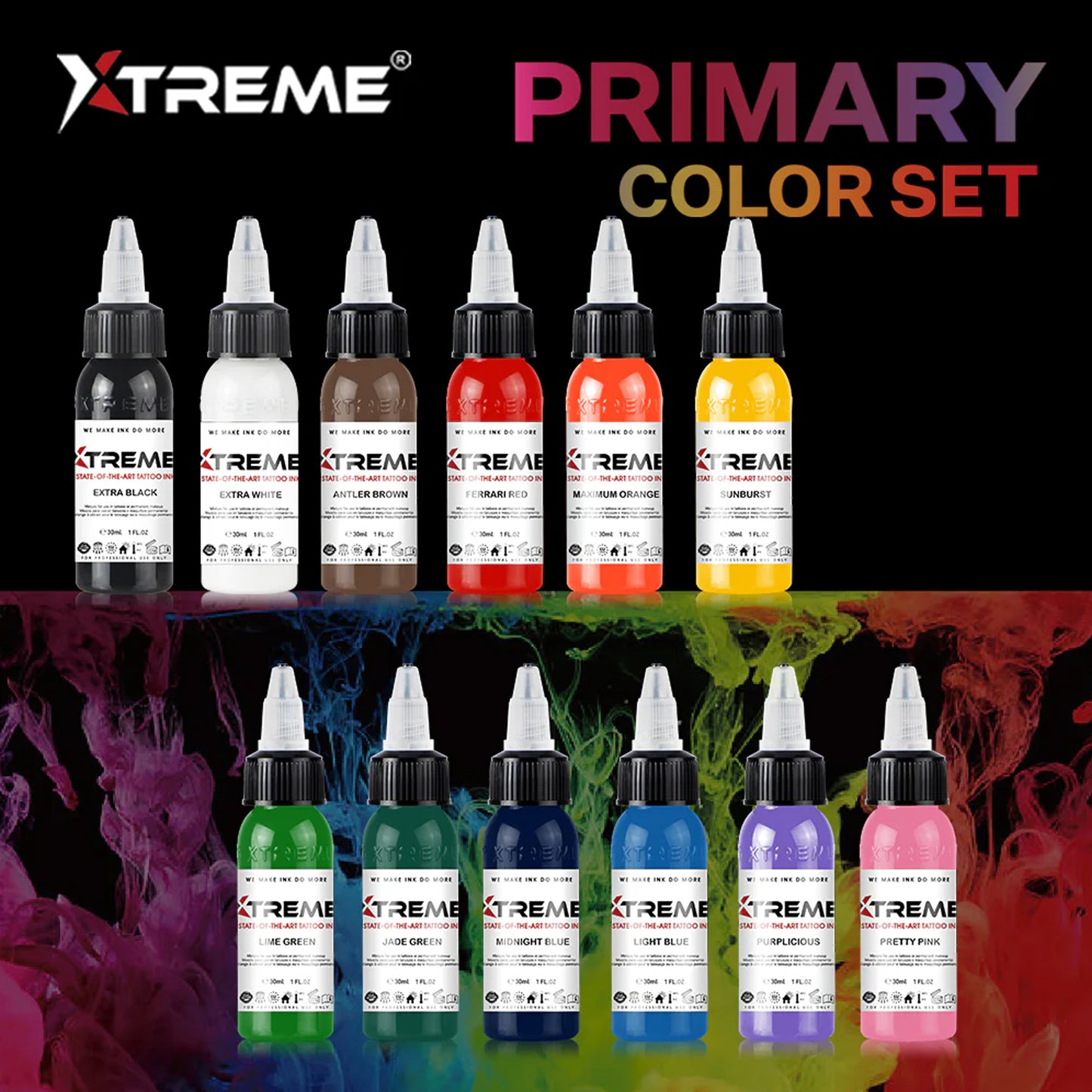 XTREME INK - PRIMARY COLOR SET 1oz (12pcs)