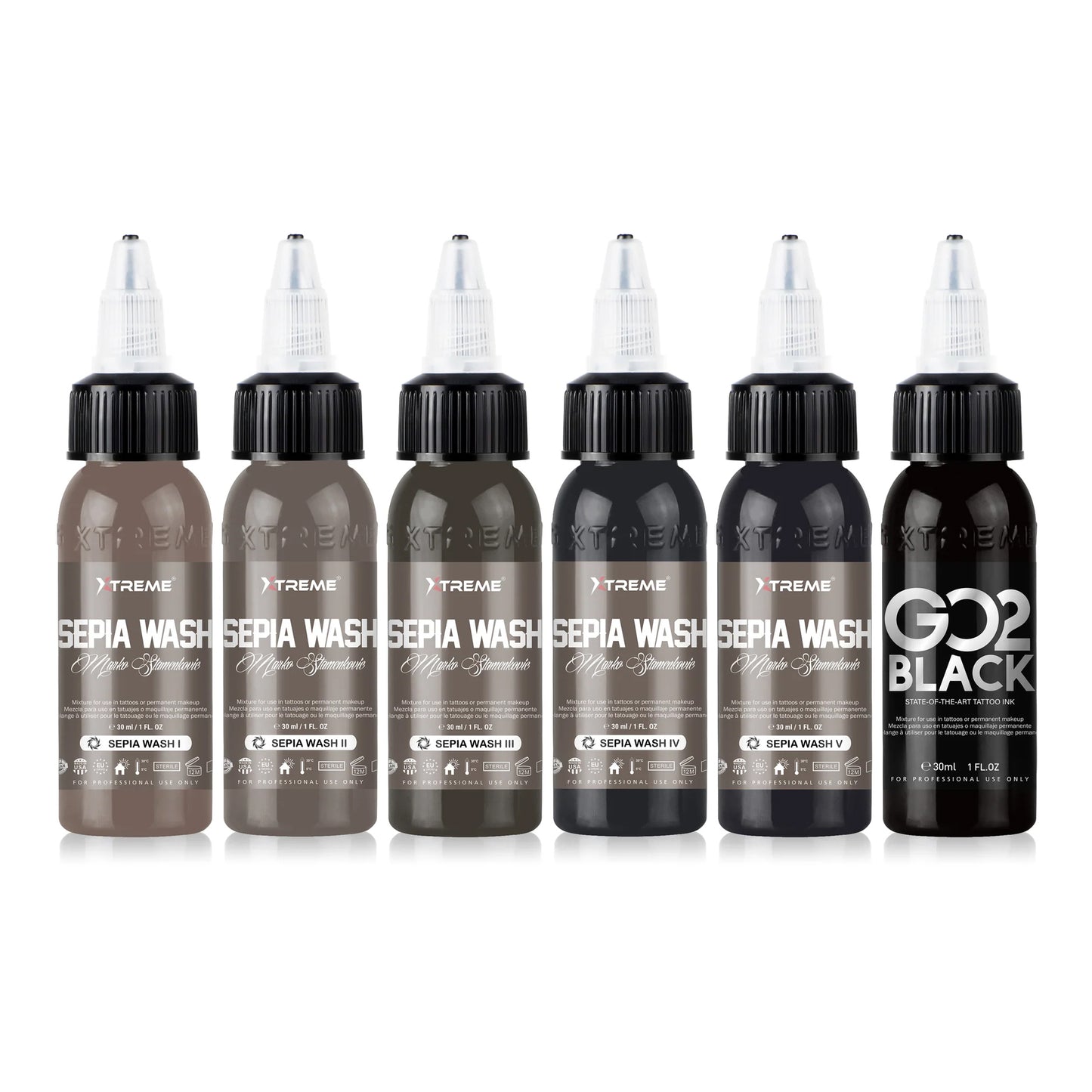 XTREME INK - SEPIA WASH SET by MARKO STAMENKOVIC 1oz (6pcs)