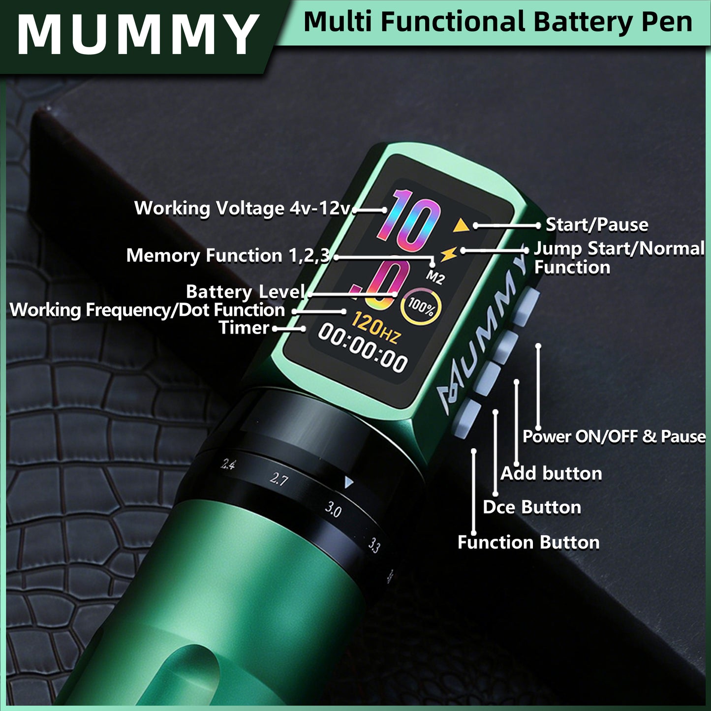 MUMMY SHORT PEN Adjustable Stroke (Green)