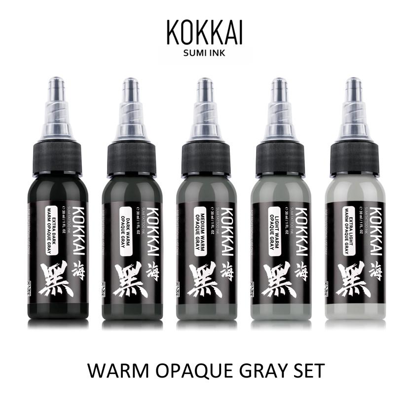 Kokkai Sumi Ink WARM OPAQUE GRAY SET (5 Colors)