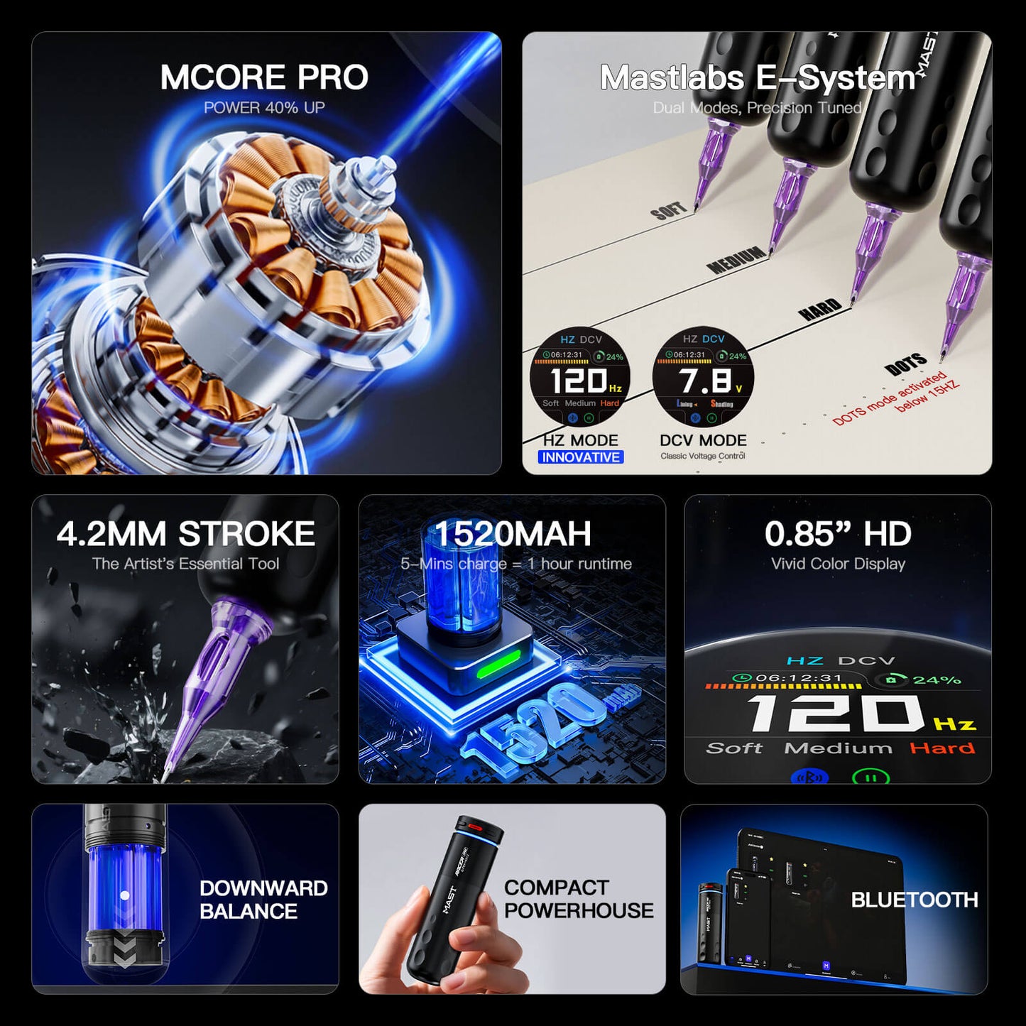MAST RACER PRO Dragonhawk Wireless Tattoo Pen Machine 4.2MM Strokes Length