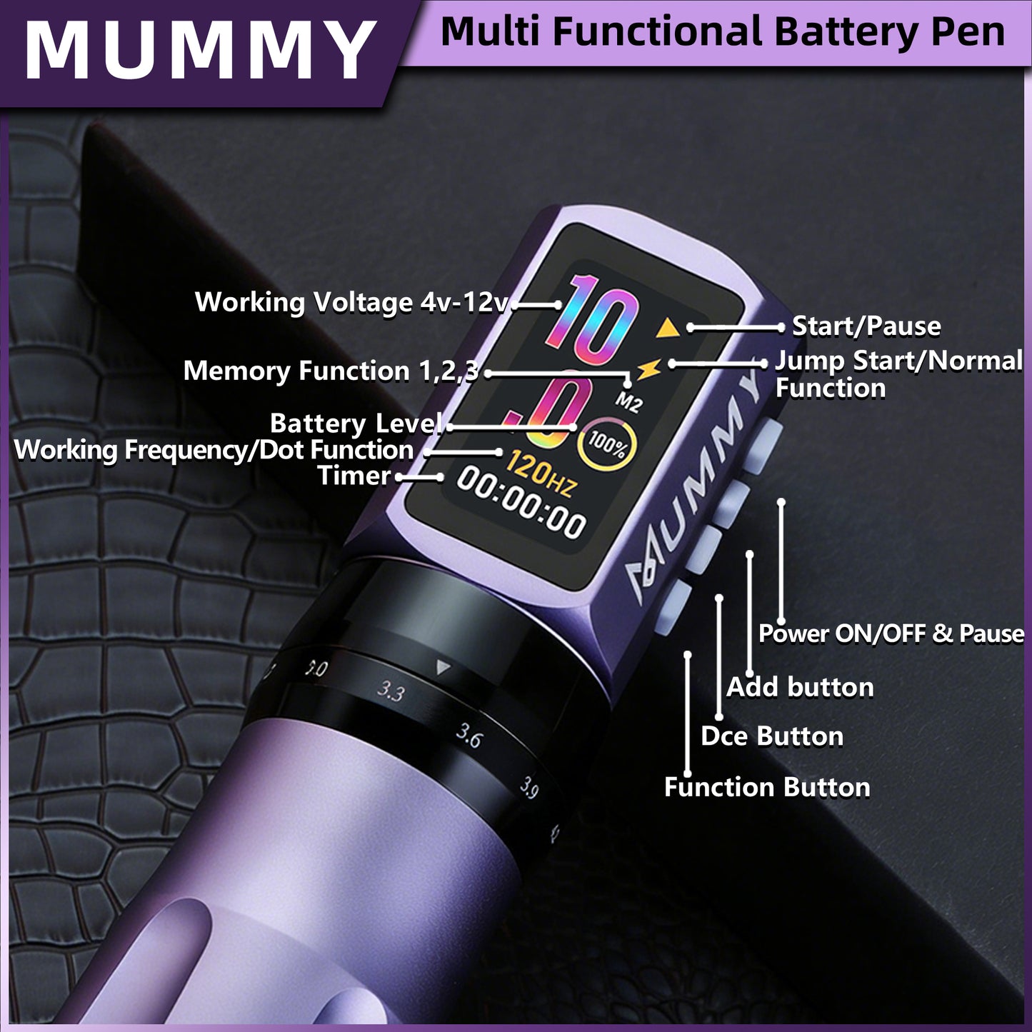 MUMMY SHORT PEN Adjustable Stroke (Purple)
