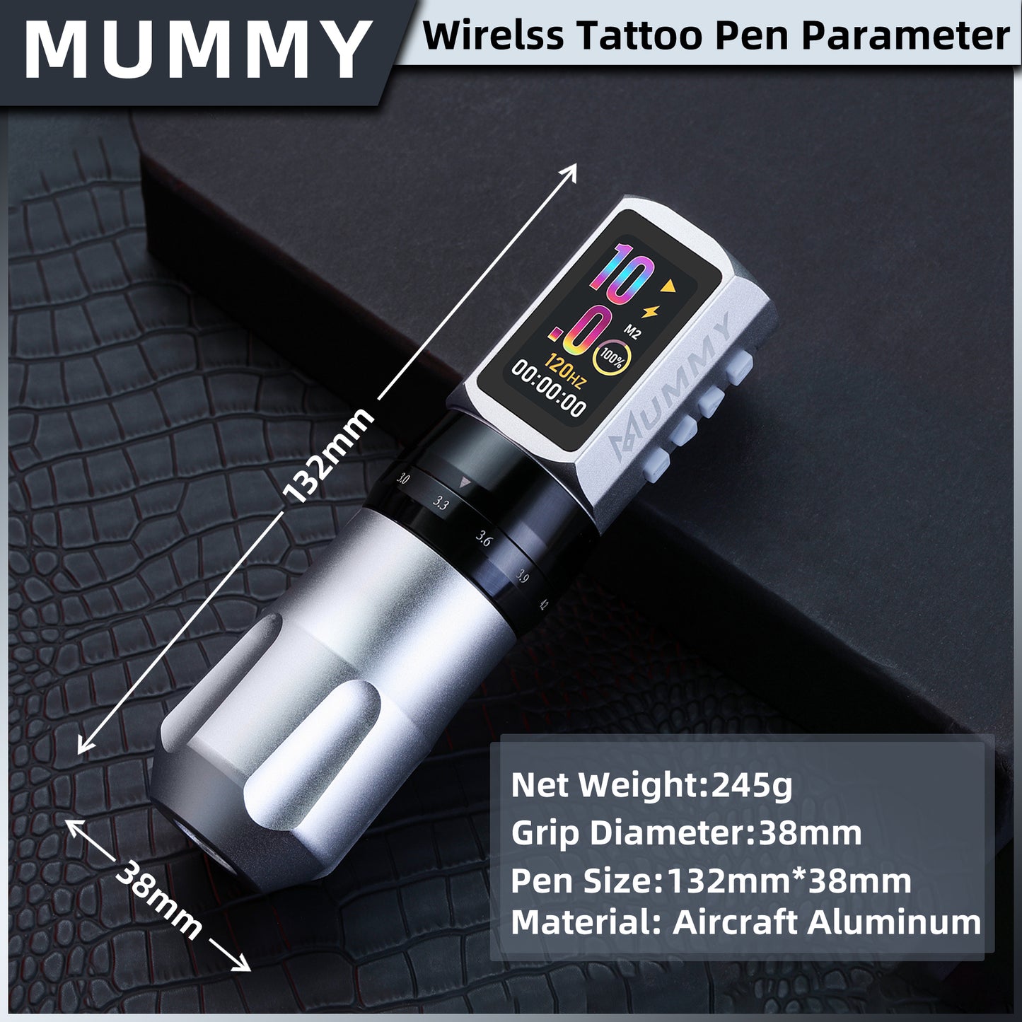 MUMMY SHORT PEN Adjustable Stroke (Silver)