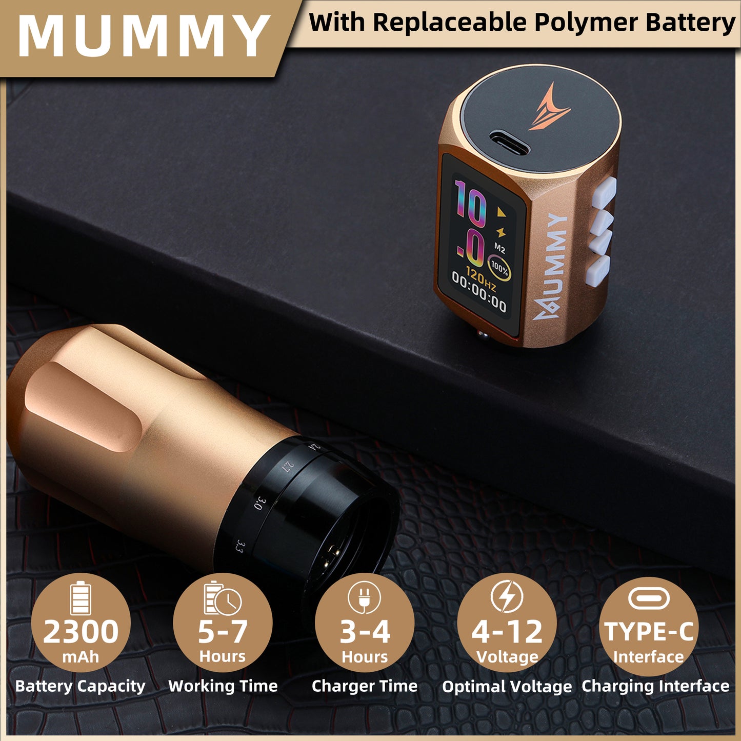 MUMMY SHORT PEN Adjustable Stroke (Gold)