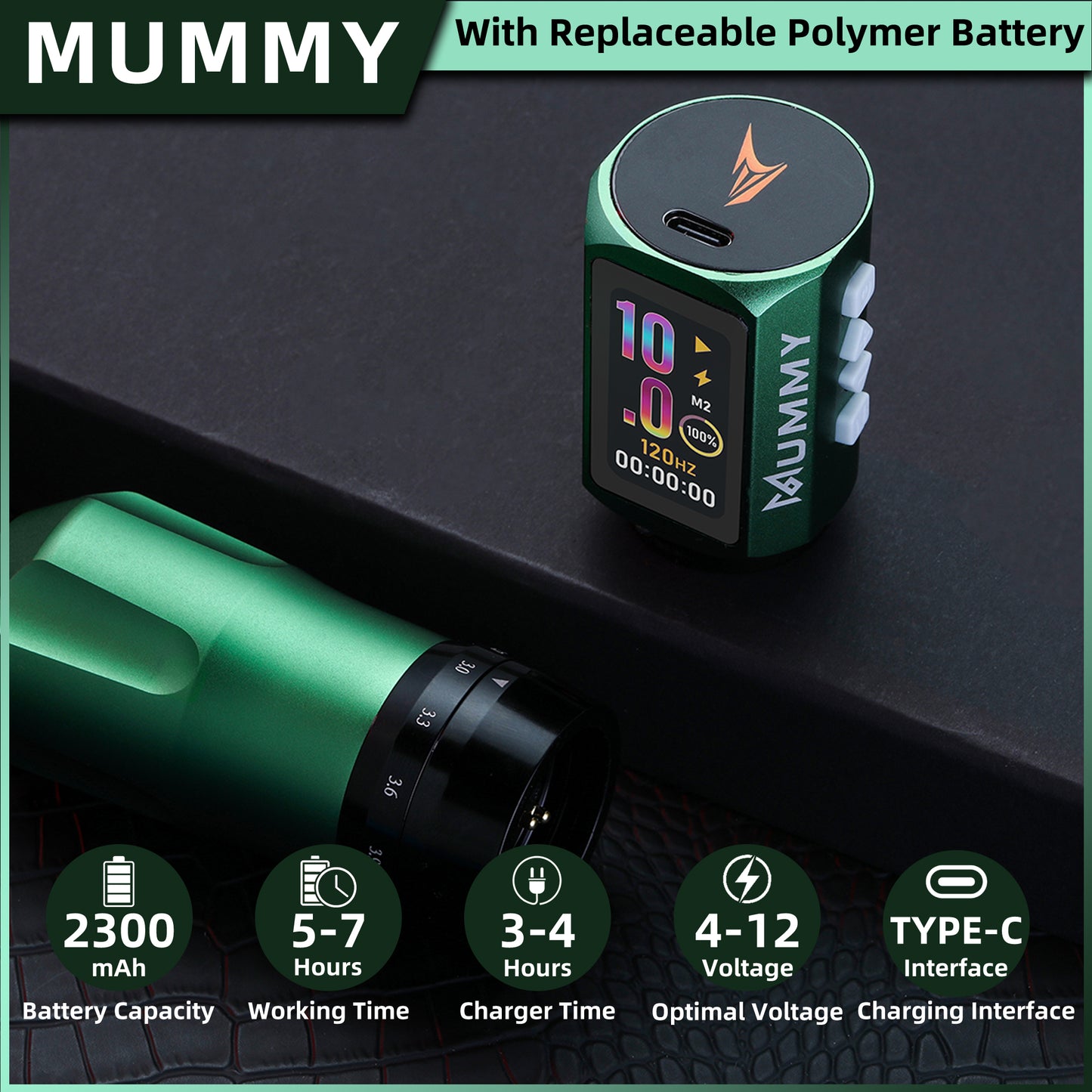 MUMMY SHORT PEN Adjustable Stroke (Green)