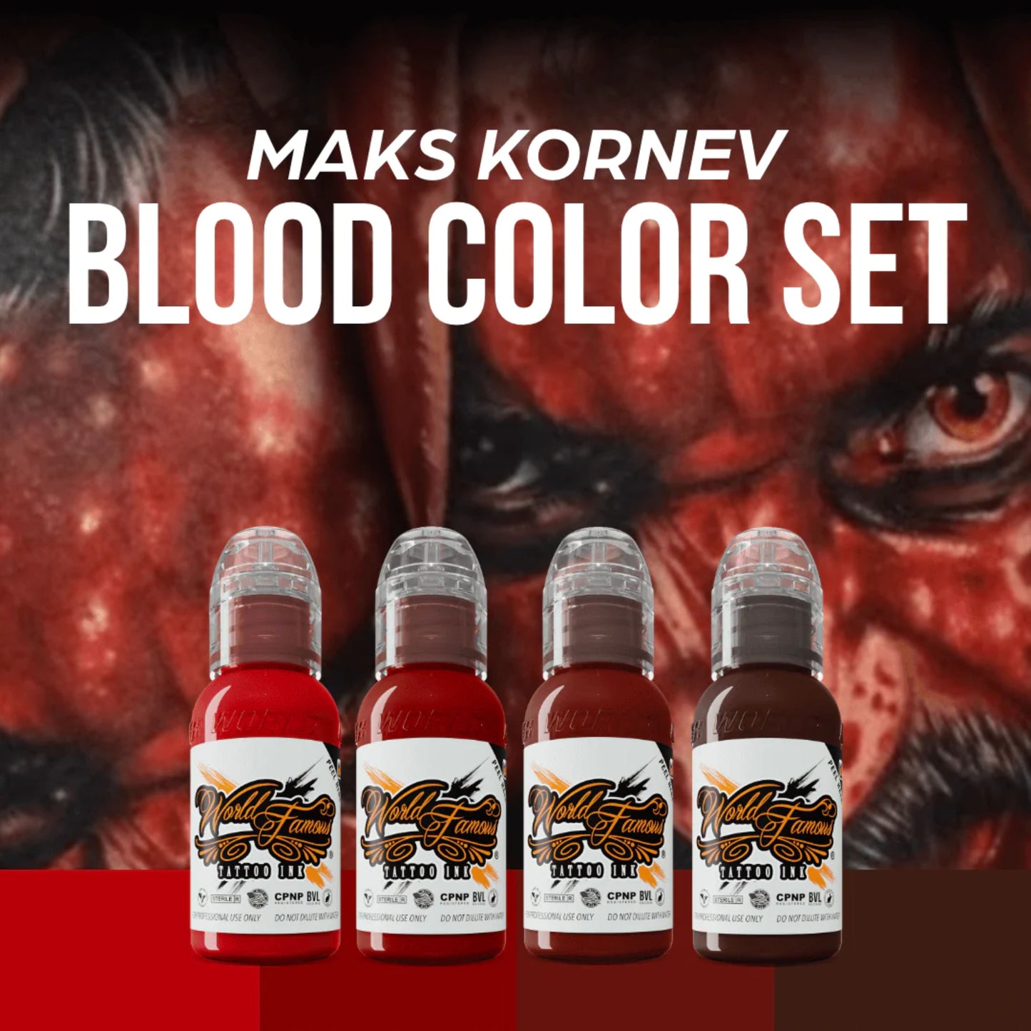 World Famous MAKS KORNEV'S BLOOD COLOR INK SET 1oz