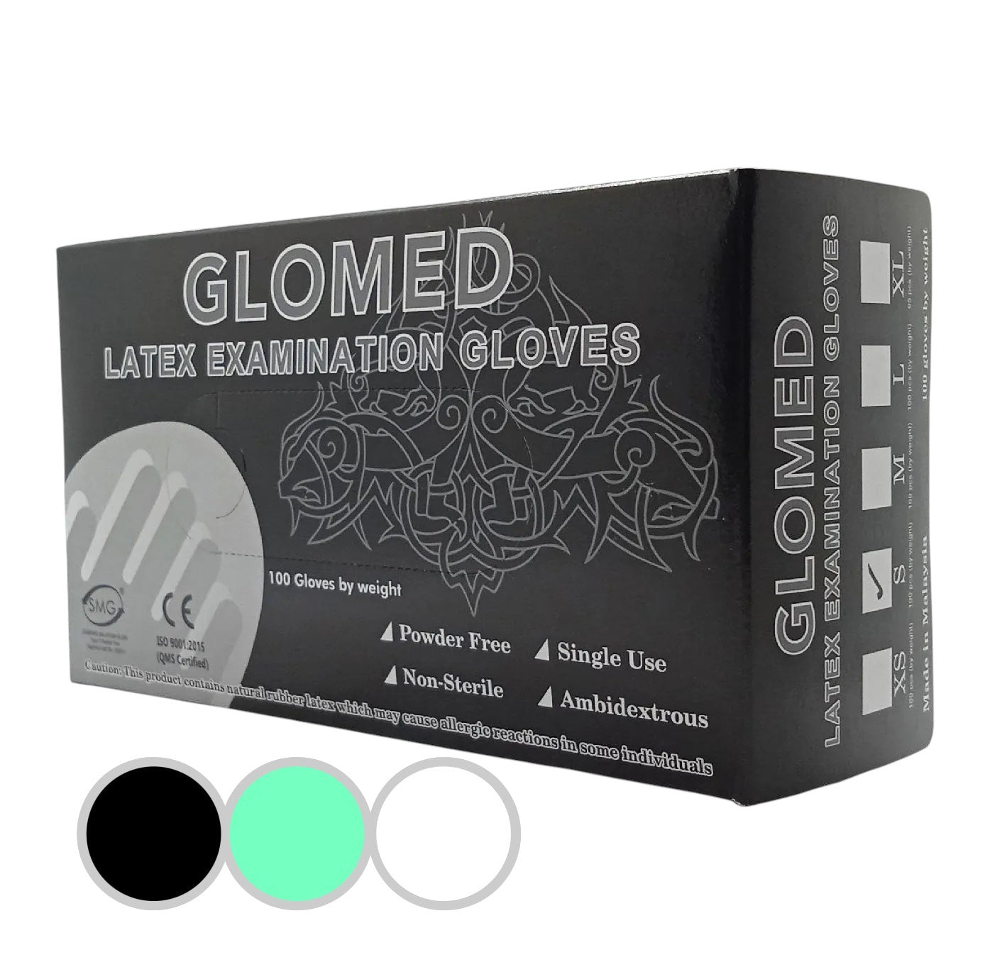 GLOMED Latex Gloves - Black | White | Mint