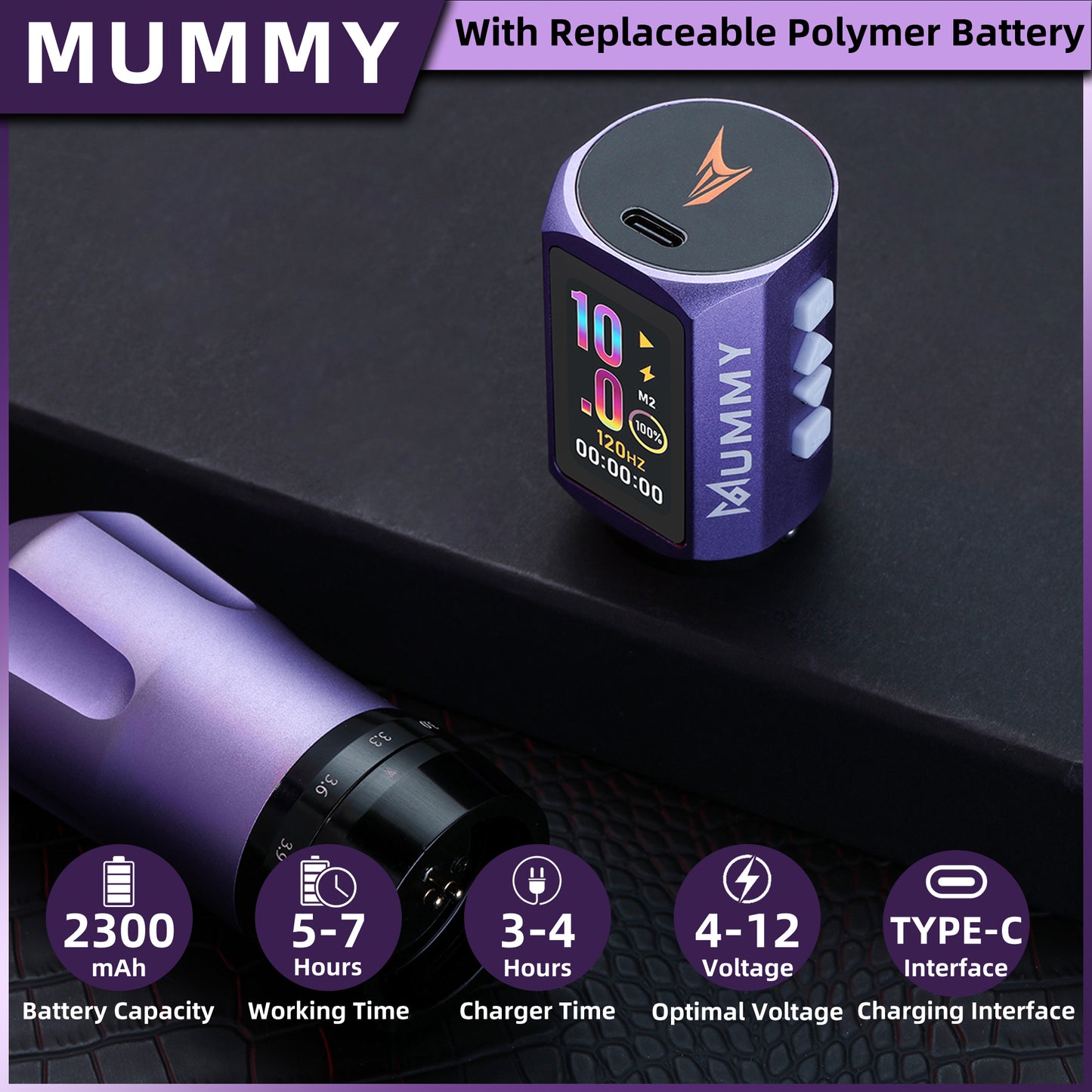 MUMMY SHORT PEN Adjustable Stroke (Purple)