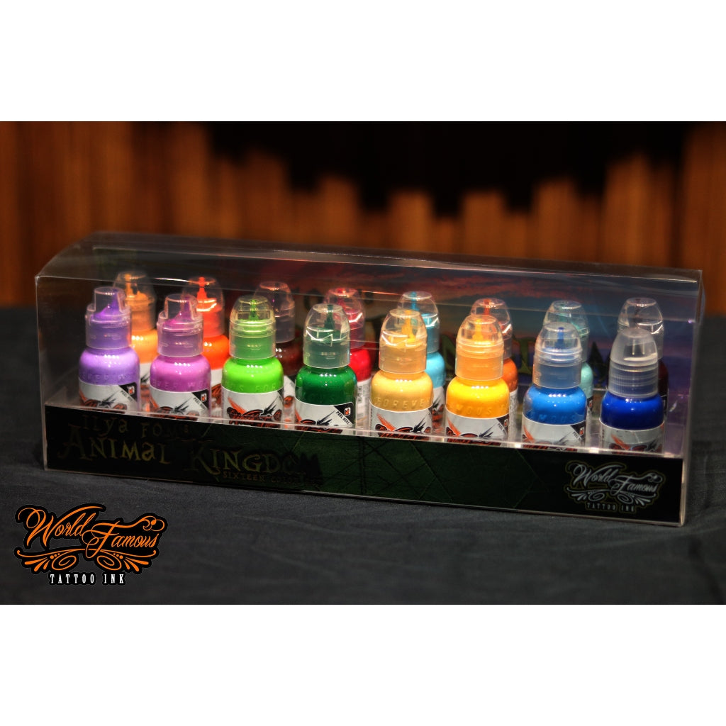 World Famous 16pcs ILYA FOM'S ANIMAL KINGDOM SIXTEEN COLOR INK SET 1oz