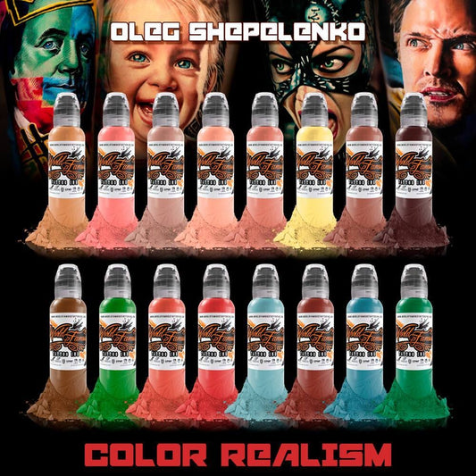 World Famous 16pcs OLEG SHEPELENKO REALISM COLOR INK SET 1oz