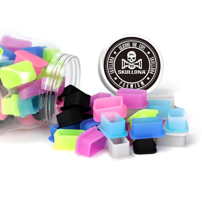 SKULLDNA Big Silicone Inkcups with skull jar (80pcs/assorted colors)