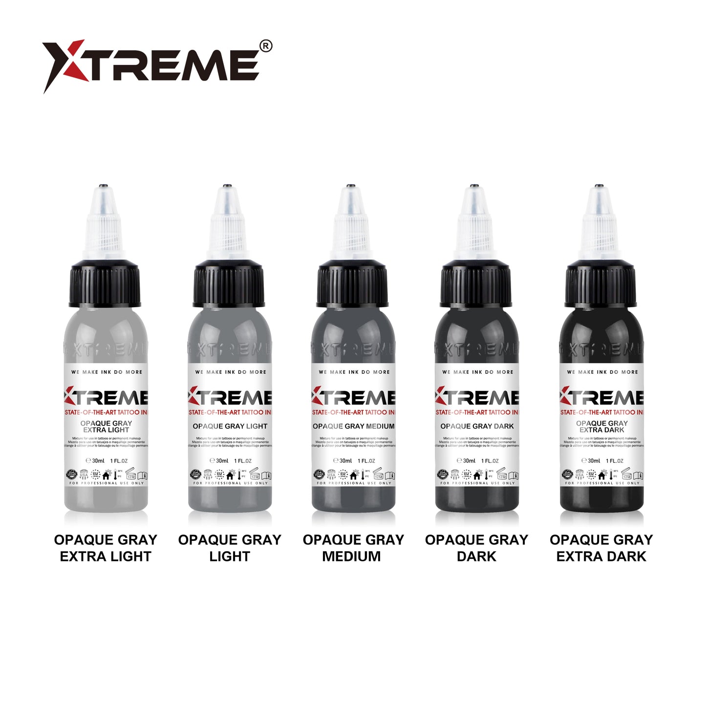 XTREME INK - OPAQUE GRAY SET 1oz (5pcs)