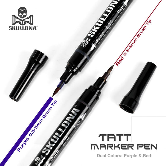 RED/PURPLE TATT MARKER BY SKULLDNA (DUAL TIP) sold per piece