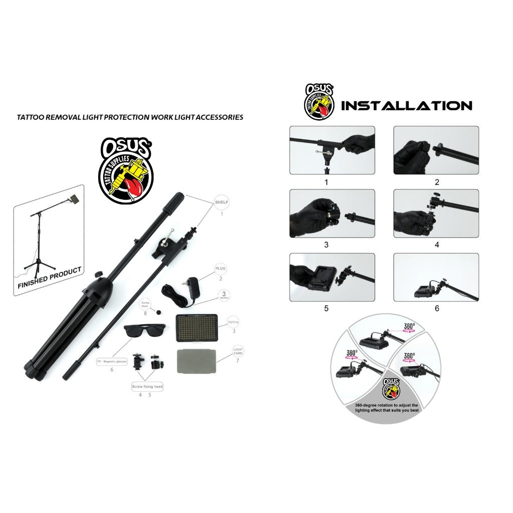 POLARIZED GLASSES AND LIGHT/ MIC STAND SET
