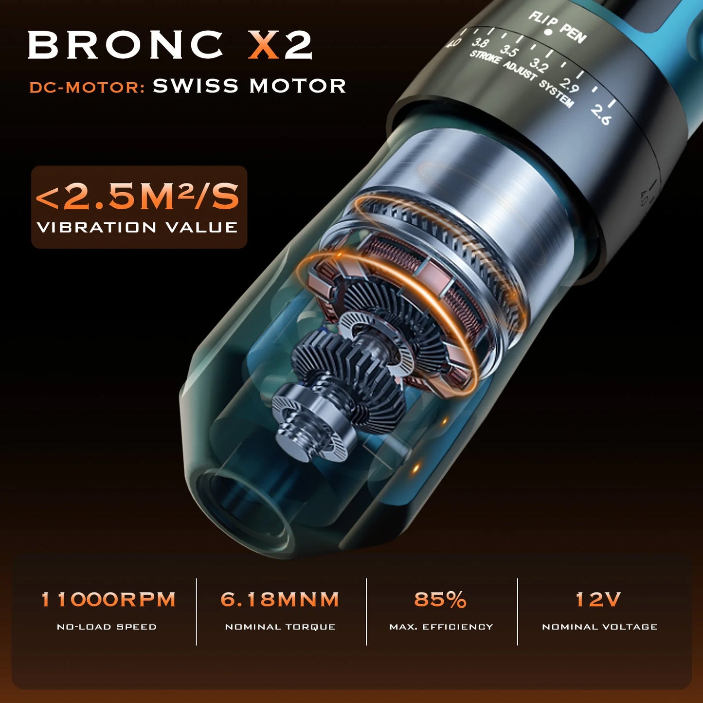 Bronc X2 Wireless Pen Adjustable Stroke (dual batt) RED